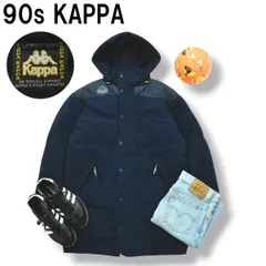 【美品】 90s ヴィンテージ カッパ Kappa グースダウン フリース ベンチコート ロング パーカー キルティング 総裏地 S ネイビー スポーツ カジュアル ウェア メンズ