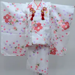 七五三 三歳 女児 被布着物祝着フルセット 白地 百花斉放 3歳 3才 三才 女の子 祝着 お仕立て無料 NO23982