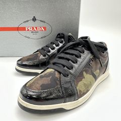 PRADA プラダ スニーカー 迷彩柄 35 1/2 カモフラージュ レディース ブラック【中古】【美品】