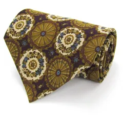 ヴァレンチノ ブランド ネクタイ 総柄 ドット 花柄 小紋柄 シルク イタリア製 PO メンズ カーキ Valentino 【中古】