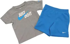 ナイキ NIKE Ｔシャツ＆ショートパンツセットアップ 通学通園 男児女児 66E667 BE1 2PAC KIDS JUST DO IT SS TEE & SHORT SET PHOTO BLUE