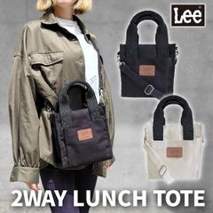 Lee リー 2WAY ミニ スクエア トートバッグ ショルダーバッグ ミニトート ランチトート コットン メッシュ レディース キャンバス ロゴ ブラック ホワイト
