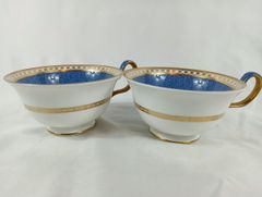 未使用　ウェッジウッド　Wedgwood イギリス　ユーランダーパウダー　ティーカップ　ソーサ―　２組セット　欠けあり