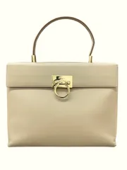 サルヴァトーレフェラガモ Salvatore Ferragamo ガンチーニ 2WAY ベージュ ゴールド金具 レザー ハンドバッグ