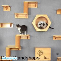 キャットウォーク キャットタワー キャットステップ 木製 壁掛け 猫用 猫家具 猫ハウス 省スペース インテリ 壁ハウス 壁取り付け 遊び場 