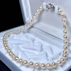 照り◎ アコヤ真珠 ネックレス 7.65〜8.50㎜ 42㎝ 36.7g akoyaパール 本真珠 pearl jewelry necklace SILVER刻印