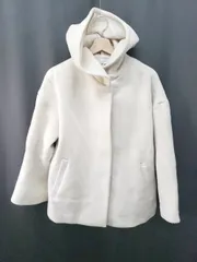 ■ ⊆ NATURAL BEAUTY BASIC ウール 長袖 ノーカラー コート サイズS アイボリー レディース E  【1506250006704】