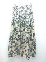 ◇ te chichi 花柄 シアー 透け感 光沢感 ウエストゴム ロング丈 フレア スカート サイズM ブラック レディース E  【1307260078756】のサムネイル