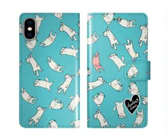 [iPhone11 Pro Max] iPhone14 ケース スカラー スマホケース 手帳型 iPhone16 ケース iPhone 16 15 14 Pro 13 12 Mini 11 スマホカバー 全機種対応 手帳 ScoLar ネコ ハート 水色 ネコ