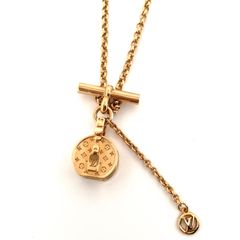 【鑑定済み】正規品 LOUIS VUITTON ルイヴィトン M00569  コリエ・LVトリビュートネックレス GPゴールド