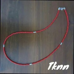 ブランド系に 赤 ビーズネックレス 50cm メンズ