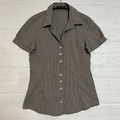 【SALE】BEATRICE.b ベアトリス ストライプ 半袖シャツ ブラウン サイズ42 レディース　イタリア製　ストレッチのサムネイル