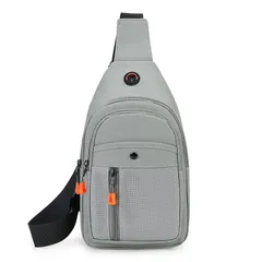 斜め掛け ボディバッグ【レザーX 背面メッシュ】ショルダーバッグ ボディーバッグ ワンショルダー 大容量 斜めがけバッグ スポーツバッグ メンズ  （灰）