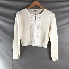 スーパービューティー  super beauty カーディガン 長袖 レース ビーズ ビジュー 装飾 リボン アイボリー 42サイズ 963760