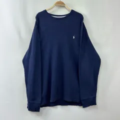 【フォロワー様クーポン配布中！】POLO Ralph Lauren ポロラルフローレン ポニー刺繍ロゴ コットン ワッフル サーマル スリープシャツ  パジャマ ロンT 長袖 ロングTシャツ 輸入古着 海外古着 US古着 メンズ ネイビー 2XL【S80】