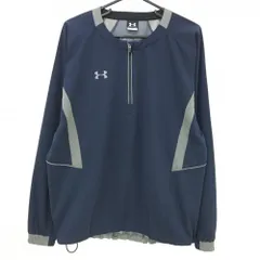 【美品】アンダーアーマー ブルゾン ネイビー×グレー ロゴ刺しゅう ハーフジップ スニード メンズ LG ゴルフウェア UNDER ARMOUR
