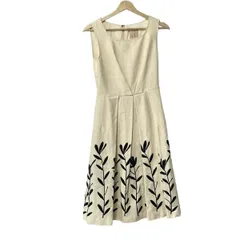 Sybilla(シビラ) ワンピース サイズM レディース - アイボリー×黒 クルーネック/ノースリーブ/ロング/刺繍