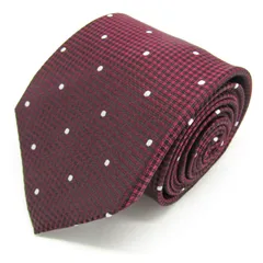 レミュー ブランド ネクタイ チェック柄 ドット 格子柄 シルク PO メンズ ワインレッド LES MUES 【中古】