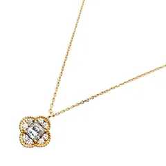 K18　ダイヤモンド×オニキス クローバーモチーフネックレス