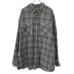 OUTDOOR LIFE 長袖 チェックシャツ 3XL ブルー マルチカラー ボタンダウン ボタン 胸ポケット カジュアルシャツ ネルシャツ 春物 a710-6477のサムネイル