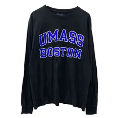 Champion 長袖 プリントTシャツ M ブラック ブルー チャンピオン ロンT ビッグプリント アームロゴ 刺繍ロゴ シンプル 春物 a710-6485