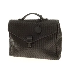 【中古】ボッテガヴェネタ BOTTEGAVENETA レザー イントレチャート ブリーフケース ダークブラウン【W38xH29.5xD8.5】【メンズ】