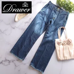 近年 定価4.6万 ドゥロワー  ロゴ刺繍 デニムパンツ カットオフ 34