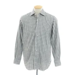 【中古】オリアン ORIAN コットン ギンガムチェック セミワイドカラー シャツ グレーxホワイト【サイズ38】【メンズ】
