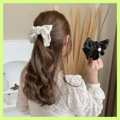 バナナクリップ ヘアクリップ シュシュ ポニーテール リボン