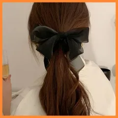 リボン サテン バナナクリップ ヘアクリップ ポニーテール