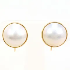 K18YG　イヤリング　clip-on earrings　マベパール（真珠）　総重量約4.4g