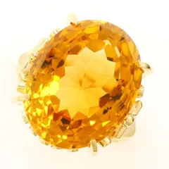K18wg シトリン　ダイヤモンド　リング　指輪　大粒宝石　ジュエリー 11月誕生石 シトリン リング 指輪 18金 ホワイトゴールド K18WG