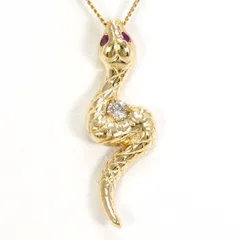 K10YG　ネックレス　necklace　ルビー　ダイヤ　0.05　総重量約2.2g　約40cm