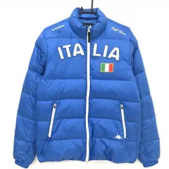美品　Kappa ゴルフウェア　(L) イタリア　ワッペン　ブルゾン　ブルー カッパゴルフ)Kappa Golf ITALIA刺繍ワッペントラックジャケット