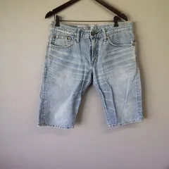 M10181 【EDWIN EG5091】エドウィン ダメージ ハーフ デニムパンツ ライトブルー 膝上丈 ショートパンツ W34 L メンズ ユーズド加工