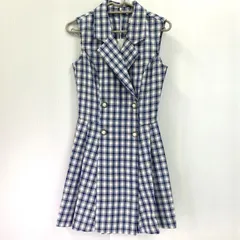 【中古品】an ドレス チェック ブルー 青 Sサイズ ノースリーブ パーティドレス GM