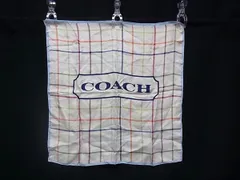 COACH コーチ チェック柄 スカーフ ストール ショール レディース ライトブルー系×マルチカラー DI8091