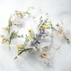 ヘッドドレス ウェディング ヘアアクセサ花嫁 イベント ダンス 髪飾り フラワー前撮り フォト 安い 額飾り 発表会 ブライダル 結婚式 二次会  vii2z211324