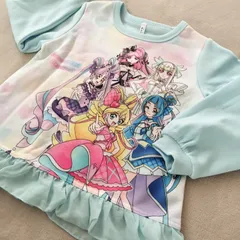 定価3630円　新品　キミとアイドルプリキュア　裏起毛　光るパジャマ 長袖 肌側 綿100% 【2785310】サックス　裾フリルB