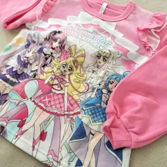 定価3630円　新品　キミとアイドルプリキュア　裏起毛　光るパジャマ 長袖 肌側 綿100% 【2785309】ピンク　肩フリルA