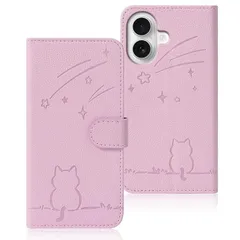 Rosbtib 用の iPhone 17 ケース 手帳型 iPhone17 ケース 流れ星子猫 いphone17 ケースカバー 可愛い 猫柄 ねこ アイフォン17 手帳型ケース 財布型 耐衝撃 iphone 17 携帯カバー カード収納 あいふおん17スマ 1