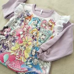 定価3630円 新品　プリキュアオールスターズ　キミとアイドルプリキュア　裏起毛　光るパジャマ 長袖 肌側 綿100% 【2785314】ラベンダー