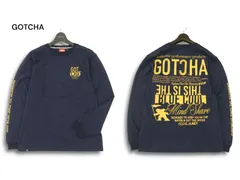 GOTCHA ガッチャ 通年 ロゴ刺繍★ プリント 長袖 カットソー ロンTシャツ Sz.M メンズ 紺 ネイビー サーフ