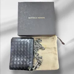 ボッテガヴェネタ 二つ折り財布 チェーン イントレチャート 黒 メンズ Bottega Veneta ウォレット ブラック ミニ財布 コンパクト レザー