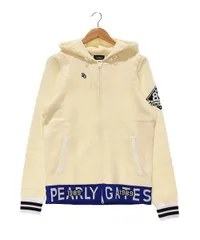 パーリーゲイツ メンズ Ｍサイズ 長袖ニットフーディー 秋冬 ホワイト系｜古着ゴルフウェア