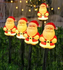 サンタ 5個入りのソーラー　サンタライトセット イルミネーション ソーラーライト イルミネーション 屋外 5個 ソーラー クリスマス 飾り サンタ ライトイルミネーション 雪だるま サンタカーテンライ