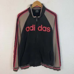 adidas アディダス トラックジャケット ビッグロゴ スリーストライプス ブラック ブラウン Lサイズ メンズ 古着 スポーツMIX　Y2K