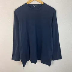 Old UNIQLO ユニクロ ロングTシャツ ロンT クルーネック スリット ネイビー XLサイズ メンズ 古着 モード ストリート