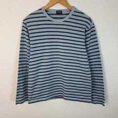 Old UNIQLO ユニクロ ロングTシャツ ロンT ボーダー 総柄 クルーネック ブルー Mサイズ メンズ 古着 シティーボーイ
