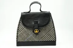 ヴィヴィアン ウエストウッド ヴィンテージ ハンドバッグ 希少 オーブ 千鳥格子 ウール レザー 黒 ブラック Vivienne Westwood 3841h